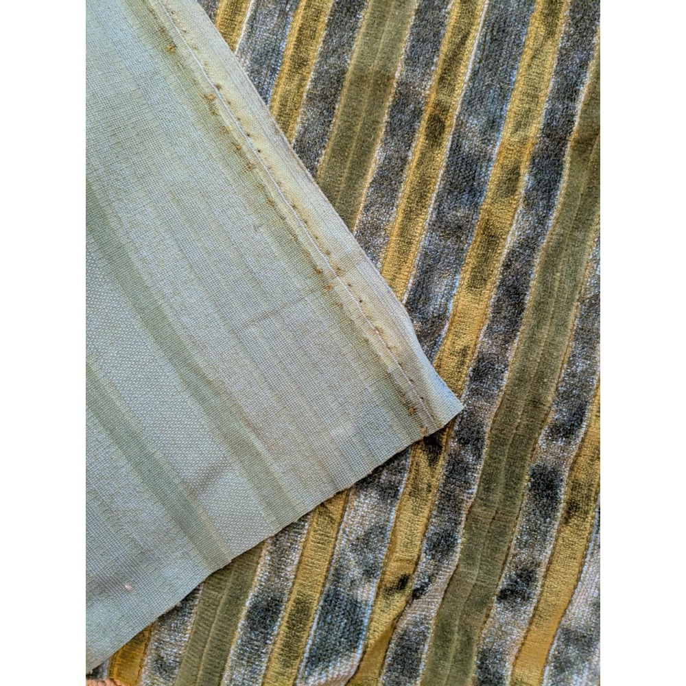 Vintage Green Corduroy Stripe Fabric Upholstery Remnant 32x65